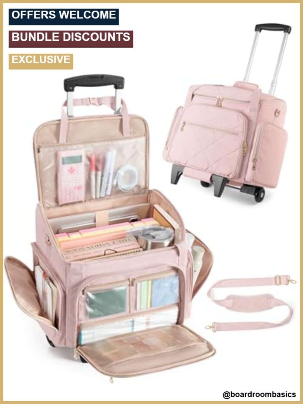 Rolling Laptop Bag with 15.6" Compartment, Water-Resistant Teacher Briefcase